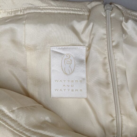 Watters Vintage Wedding Dress Off the Shoulder Timeless Sheath Gown Ivory Size 8 - Picture 9 of 11